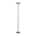 En golvlampa med upp�triktad LED-belysning och slank vit stomme st�r mot vit bakgrund. Elbutik.se erbjuder lampan som ger ett j�mnt, behagligt allm�nljus och passar i moderna hemmilj�er.
