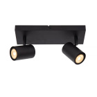 En Amigo 2L takspotlight i taupe visas mot vit bakgrund med tv� riktbara GU10-spotlights monterade p� en rektangul�r takplatta. Elbutik.se erbjuder armaturen f�r flexibel och stilren belysning i hemmets olika rum.