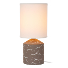 Lucide Fran Bordslampa E14 Beige visas frilagd med ljus cylindrisk lampsk�rm och kompakt beige-brun fot med dekorativt marmorerat m�nster. Elbutik.se presenterar modellen som st�mningsbelysning f�r nattduksbord, f�nsterbr�da eller mindre sidobord.