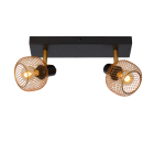 Lucide Maren 2L Takspotlight visas i guldf�rgat utf�rande med tv� riktbara lamphuvuden, perforerade metallsk�rmar och rektangul�r takskena. Elbutik.se presenterar modellen som dekorativ och flexibel punktbelysning f�r moderna interi�rer.
