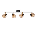 Lucide Maren 4L Takspotlight visas i guldf�rgat utf�rande med fyra riktbara lamphuvuden l�ngs en rak takskena och perforerade sk�rmar. Elbutik.se presenterar armaturen som flexibel accentbelysning f�r st�rre rum och moderna interi�rer.