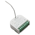 Hide-a-lite Rel� Casambi 2x460W visas som en kompakt vit styrmodul med gr�n anslutningsplint och kabel f�r tr�dl�s kommunikation. Rel�et fr�n Elbutik.se anv�nds f�r flexibel Casambi-styrning av anslutna elektriska belastningar.