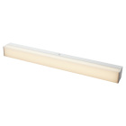 Hide-a-lite Lumo Spegelbelysning IP44 visas frist�ende mot vit bakgrund som en smal armatur med j�mnt lysande yta. Elbutik.se erbjuder den f�r stilren och funktionell belysning vid speglar i badrum.