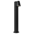 Hide-a-lite Cone G2 Socket Pollare Svart visas frilagd mot vit bakgrund. Den slanka svarta pollaren har vinklat lamphuvud och integrerat eluttag, en praktisk kombination av utebelysning och str�mf�rs�rjning som erbjuds av Elbutik.se.