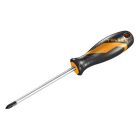 Skruvmejsel Philips PH1x100 mm med svart och orange handtag och l�ng metallklinga mot vit bakgrund.