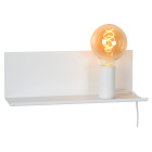 Lucide Sebo Bedside V�gglampa E27 Svart visas framifr�n med avl�ngt v�ggf�ste, synlig ljusk�lla och h�ngande sladd mot vit bakgrund. Elbutik.se erbjuder modellen som praktisk belysning intill s�ngen.