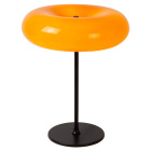 Lucide Sentino Bordslampa Orange visas framifr�n med rund orange sk�rm, smal m�rk st�ng och cirkelformad fot mot vit bakgrund. Elbutik.se erbjuder den stilrena modellen f�r dekorativ belysning p� bord och sidobord.