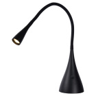 Detaljbild f�r Lucide Zozy Bordslampa LED Vit visar en svart bordslampa med b�jlig arm, konformad fot och litet riktat lamphuvud mot vit bakgrund. Elbutik.se erbjuder modellen f�r flexibel punktbelysning p� skrivbord.