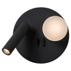 Produktbild f�r Lucide Matiz Bedside V�gglampa LED Vit visar en svart variant med runt v�ggf�ste, rund ljuskupa och vinklat cylindriskt lamphuvud. Elbutik.se erbjuder modellen f�r praktisk belysning och l�sljus intill s�ngen.