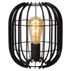 Lucide Reda �22 Bordslampa E27 visas framifr�n med rundad svart ribbsk�rm, synlig ljusk�lla och kompakt form mot vit bakgrund. Elbutik.se erbjuder den dekorativa bordslampan f�r st�mningsfull belysning p� sidobord eller byr�.