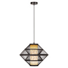 Lucide Pasquino 40 Pendel E27 visas framifr�n mot vit bakgrund med svart takf�ste, l�ng sladd och en geometrisk, �ppen sk�rm med guldf�rgade detaljer. Elbutik.se erbjuder pendeln f�r dekorativ belysning �ver exempelvis ett matbord.