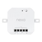 Nexa WBL-01 Inbyggnadsmottagare Dimmer DC 12/24V visas framifr�n som en kompakt vit enhet med anslutningar nedtill och f�sten p� sidorna. Elbutik.se erbjuder inbyggnadsmottagaren f�r praktisk styrning och dimring av belysning.