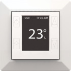 Mill Smart Golvtermostat Renvit visas framifr�n med m�rk digital display som visar 23� och en renvit fyrkantig ram. Elbutik.se erbjuder den stilrena termostaten f�r praktisk styrning av golvv�rme.