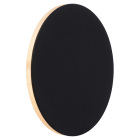 Svart oval v�gglampa med varmt ljus runt kanten.