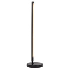 Svart bordslampa med rund fot och l�ng smal ljusarm.