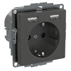 Schneider Electric Exxact 1-v�gsuttag + 2xUSB-uttag