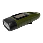 Ficklampa solcell LED 0,5W 50lm 6000K visas snett framifr�n mot vit bakgrund. Den kompakta ficklampan har ett m�rkgr�nt h�lje, svart framdel och en solcellspanel p� ovansidan. Elbutik.se erbjuder denna praktiska ficklampa f�r portabel belysning utomhus.
