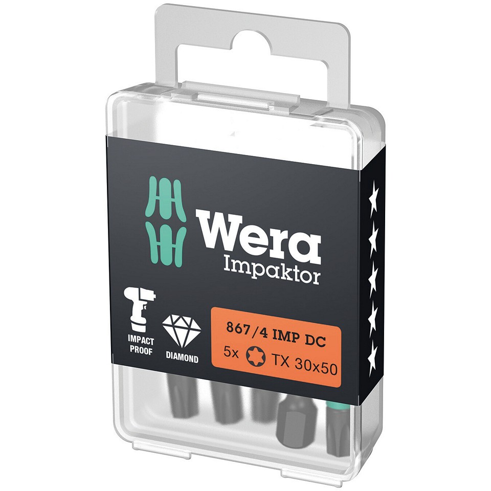 Wera 867/4 IMP DC TORX DIY Impaktor TX 30 x 50 mm 5 delar