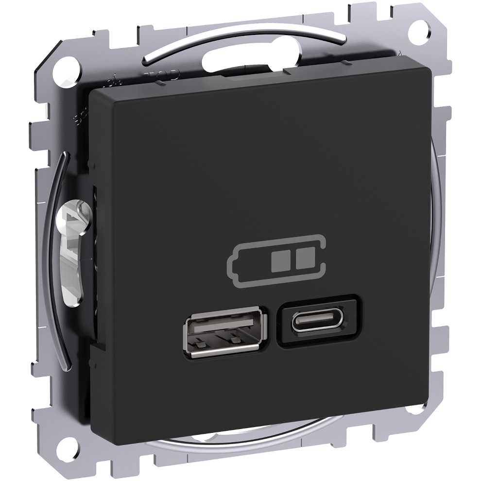 Schneider Exxact USB A+C Laddstation 45W Antracit
