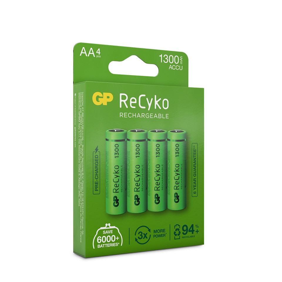 GP ReCyko AA Batteri Laddningsbara 1300mAh 4-pack