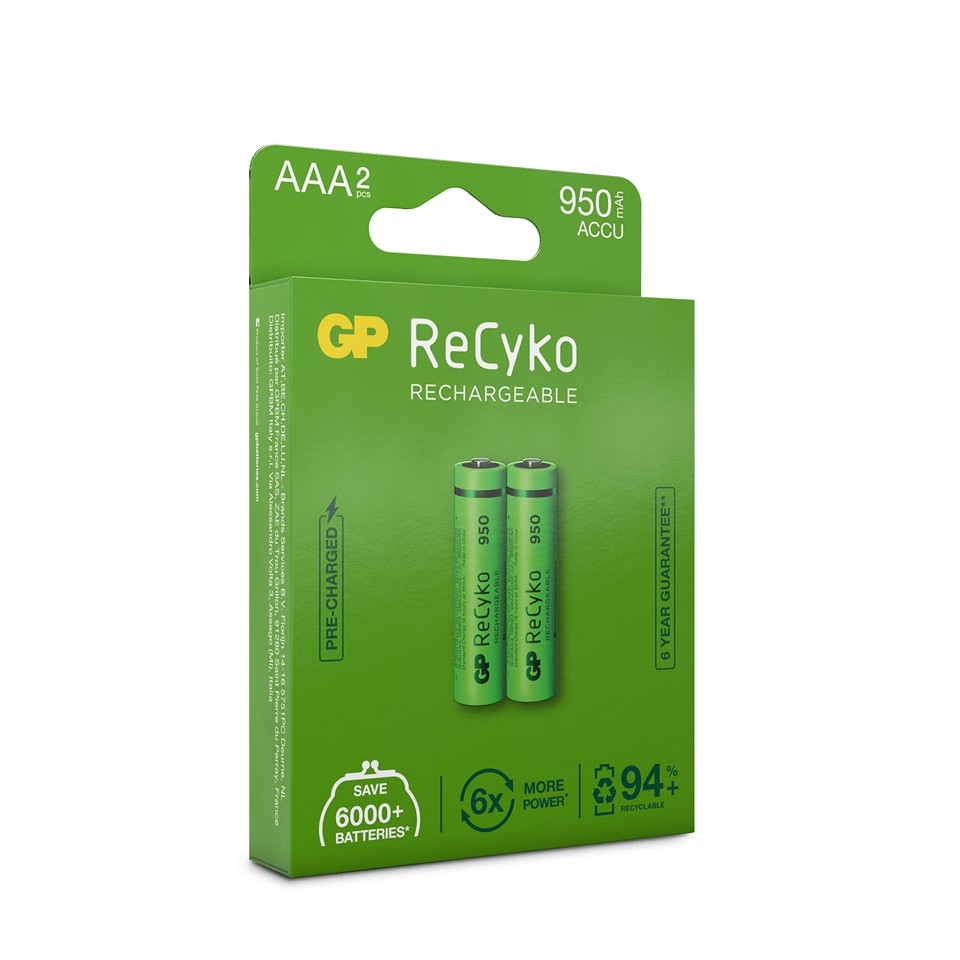GP Recyko Batteri 2-pack AAA 950mAh laddningsbara