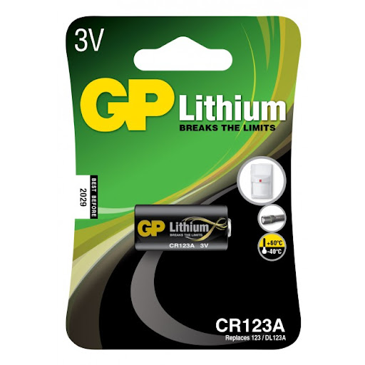 kamerabatteri lithium,CR123A 3V 1-pack