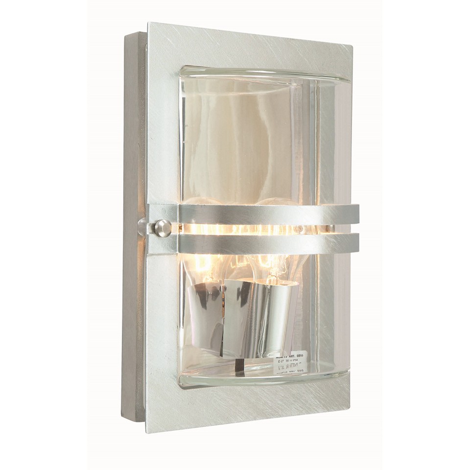 Norlys Basel 660 väggarmatur Galv/Klarglas 75W E27 IP54