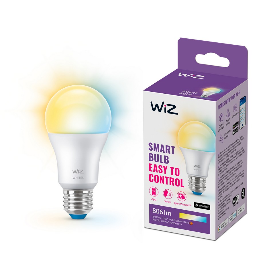 WiZ Smart LED-ljuskälla 8W A60 E27 TW 1PF/6