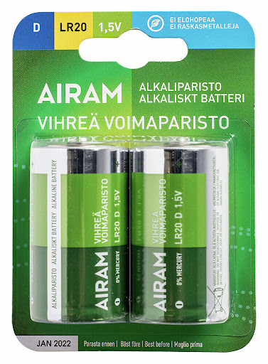Airam Gröna Powerbatterier D LR20 2-pack