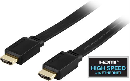 Deltaco HDMI-1030F v1.4 3m Platt Svart