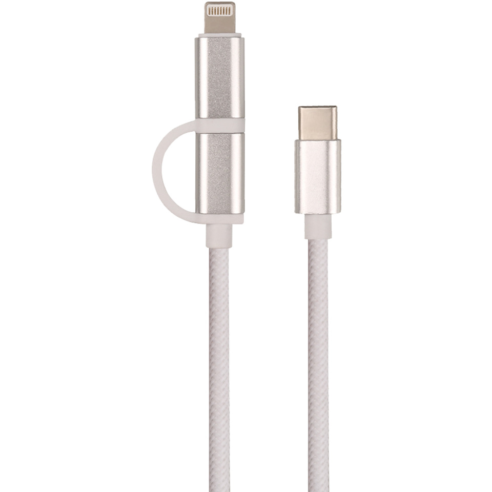 J&EL Laddkabel USB-C till USB-C + Lightning 1m Vit