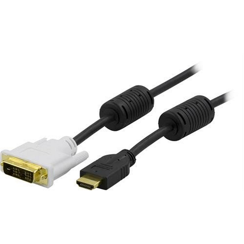 Deltaco HDMI-110 HDMI till DVI-kabel 1m Svart/Vit