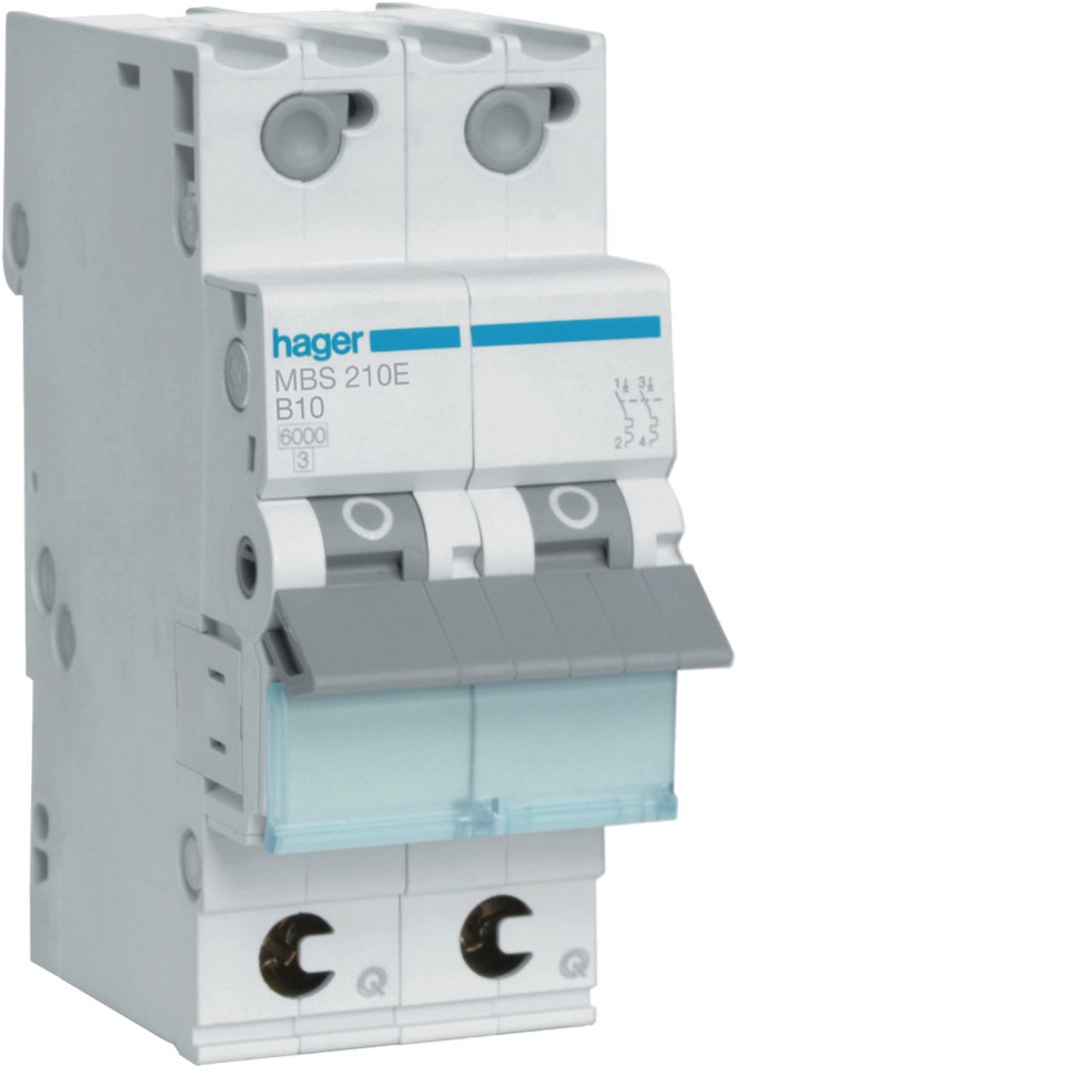 Hager Minibrytare B 10A MBS210E 2-pol QuickConnect