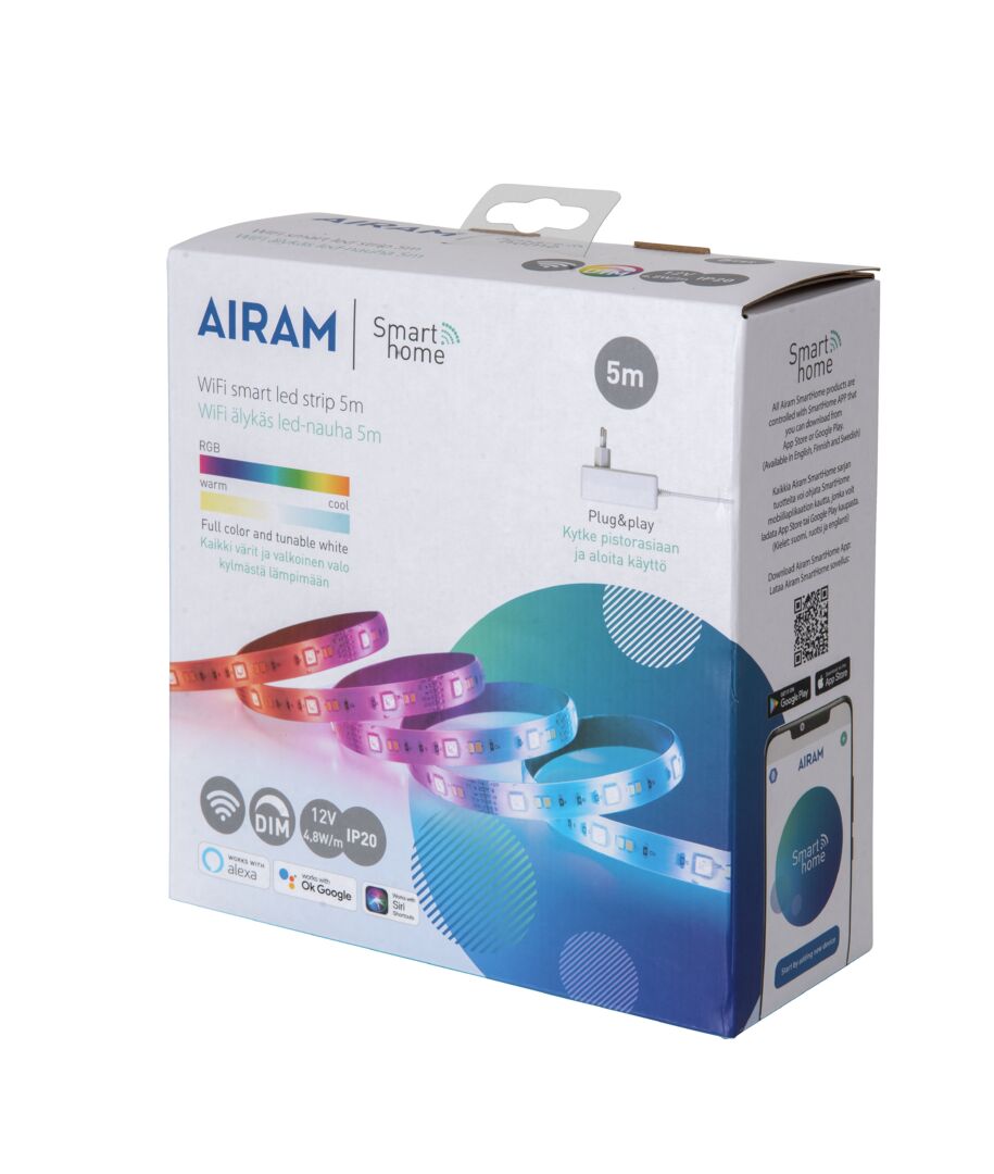 Airam Smarta Hem LEDstrip RGB 5m 24W 1000lm 2700-6500K