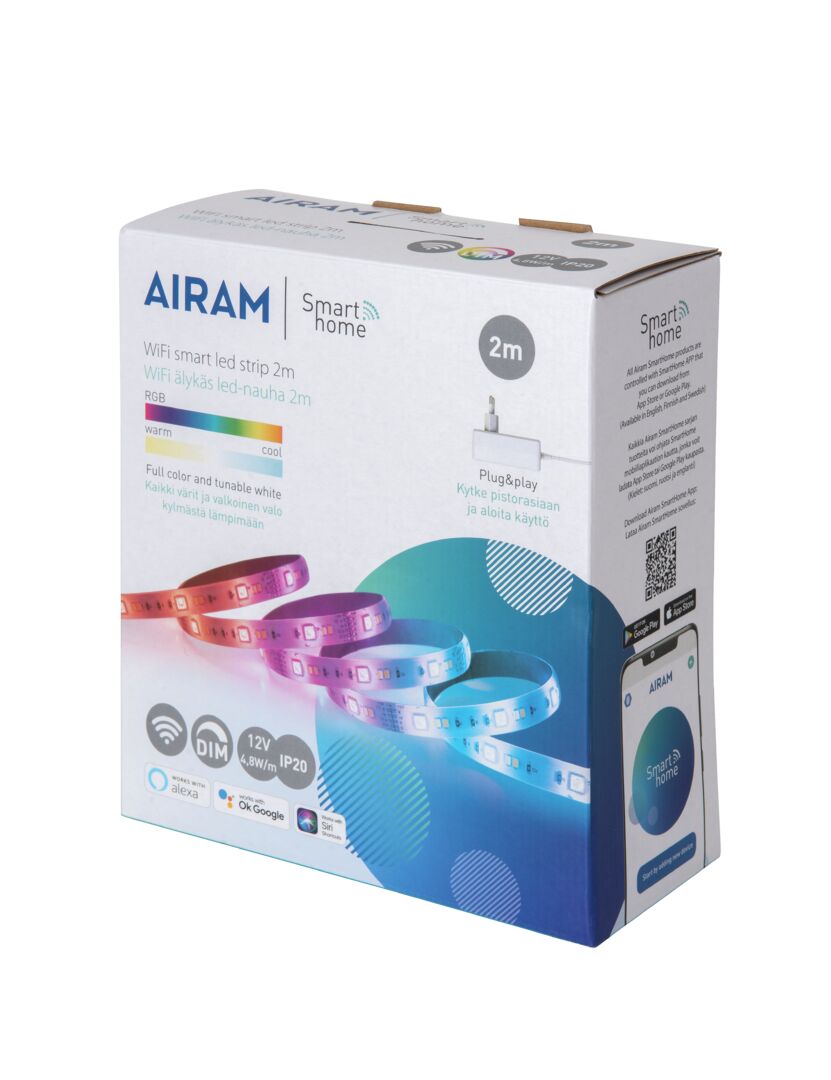 Airam Smarta Hem LED strip RGB 2m 9,6W 400lm 2700-6500K