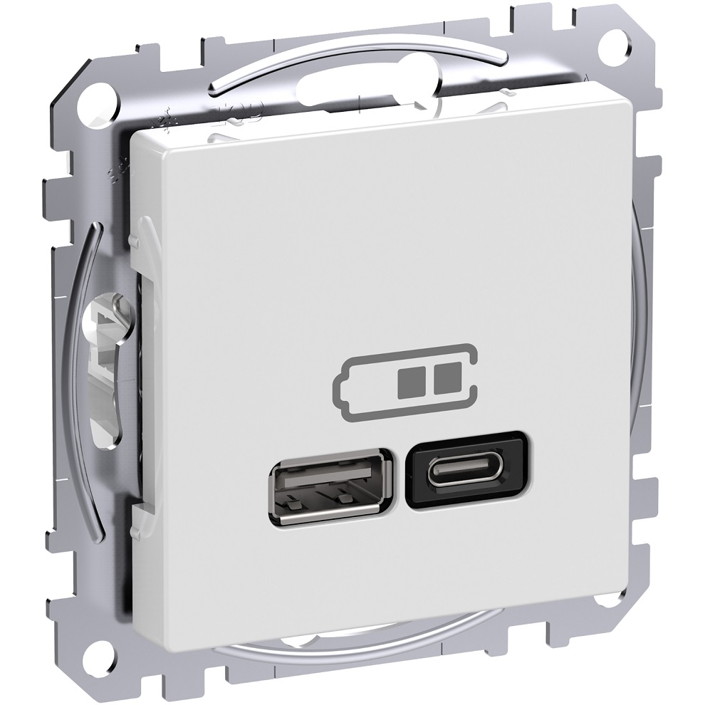Schneider Exxact USB A+C Laddstation 45W Vit